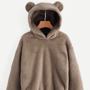 Drop Shoulder Fuzzy Teddy Hoodie by ROWME